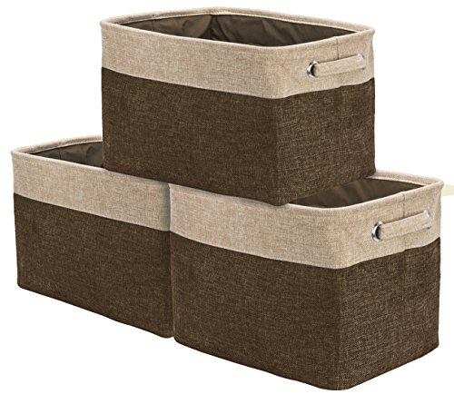 15" Fabric Storage Cubes - Big Sturdy Organizing Baskets - 3 Pack Brown