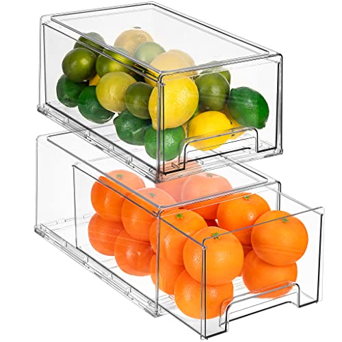 Sorbus Fridge Drawers - Clear Stackable Pull Out Refrigerator Organizer Bins