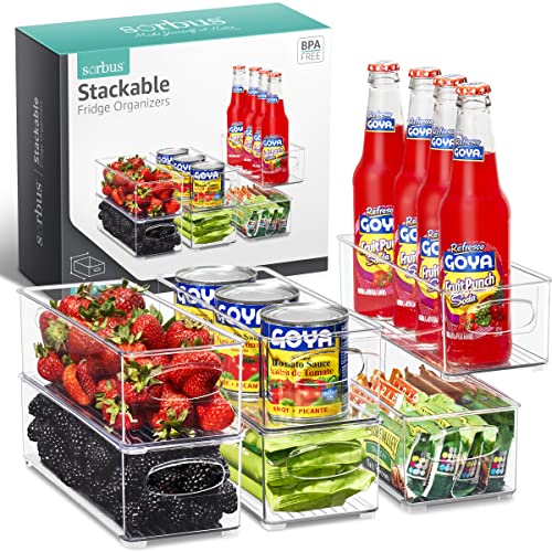 Sorbus Refrigerator Organizer Bins - Clear Storage Bins for Kitchen, Freezer & Fridge Organization (6 Pack)