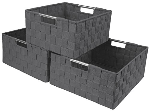 Sorbus Woven Storage Box Bin Container Tote Organizer Set (Gray)