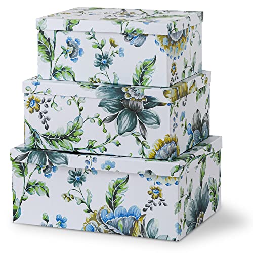 Breezy Bloom Floral Storage Boxes - Set of 3