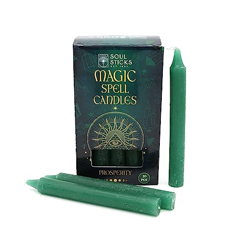 Soul Sticks 4" Magic Spell Chime Taper Premium Candles 20 pcs for Rituals, Ceremonies, Meditation, Altar and Spells (Prosperity)