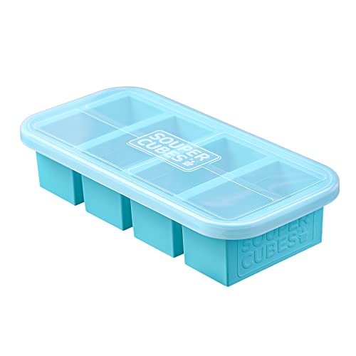 Souper Cubes 1-Cup Silicone Freezing Tray with Lid in Aqua