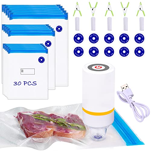 Sous Vide Bags, 42 PCS Electric Vacuum Sealer Food Vacuum Sealer & Reusable Vacuum Food Storage Bags