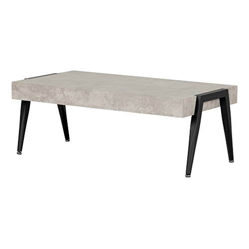 South Shore Industrial Coffee Table with Metal Legs, Gray & Black