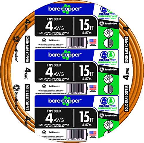 Southwire 15 ft. 4-Gauge Solid SD Bare Copper Grounding Wire