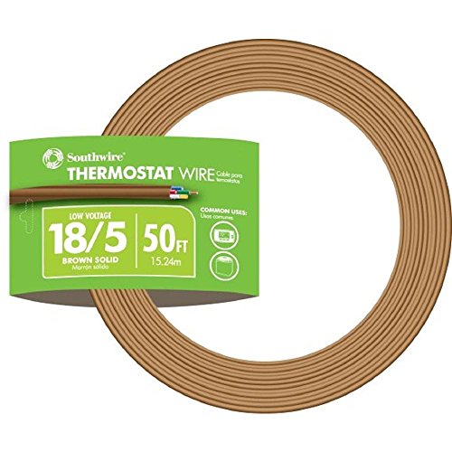 Woods 5-Conductor 18-Gauge Thermostat Wire, 50ft, Brown
