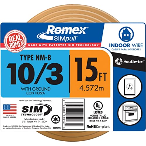 10/3 NM-B, Non-Mettalic, Sheathed Cable, Residential Indoor Wire,  Equivalent to Romex (50ft)