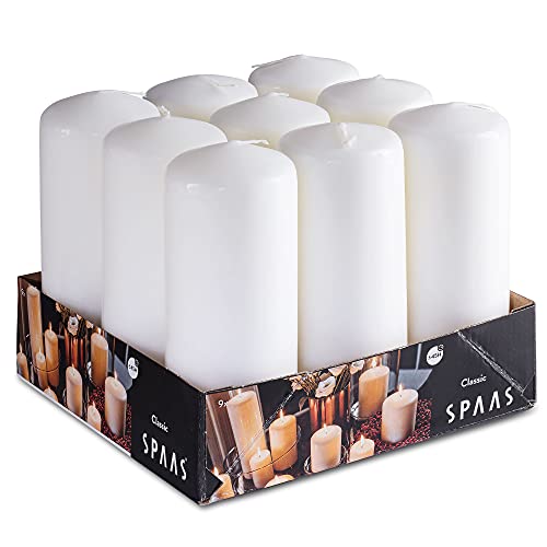 Tribello White Pillar Candles - Large 6 Inch 9 Pack