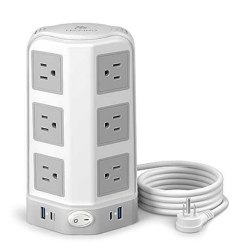 Space-Saving Surge Protector Power Strip Tower with USB C