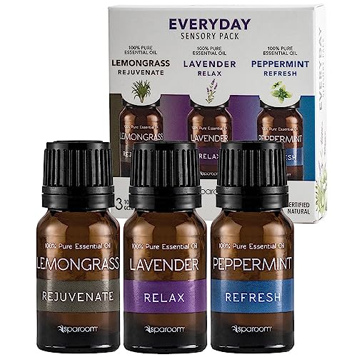 SpaRoom Aromatherapy 100% Pure Essential Oil, Everyday Essential 3-Pack, 10 ml (Set of 3)