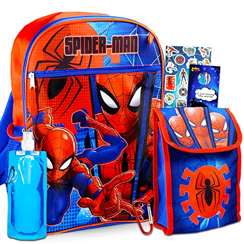 Spiderman Backpack With Lunch Box ~ 5 Pc Bundle