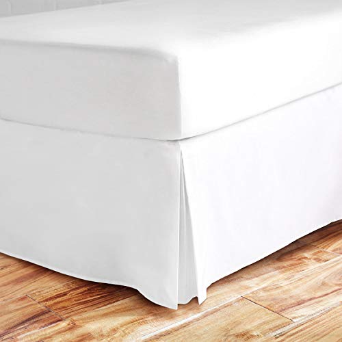 Valencia Beddings 21" Split Corner Bed Skirt - 100% Cotton, White Solid