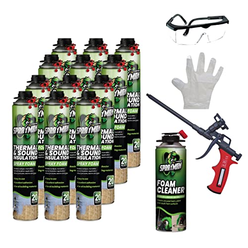 Kraken Bond FastCoat Spray Foam Insulation 24 Pack + 2 Foam Cleaners +  Spray Gun