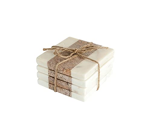 Square Marble Coasters with Jute String - Elegant and Protective