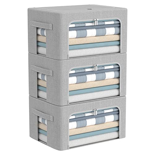 Stackable and Foldable Storage Bins with Clear Windows - Large Capacity