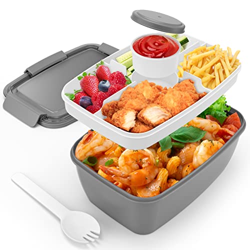 Caperci 2 Pack Large Salad Container for Lunch - 68 oz Salad Bowls To Go,  Leakproof Bento Box Adult …See more Caperci 2 Pack Large Salad Container  for