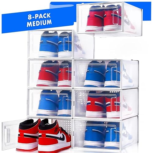 Stackable Shoe Organizer with Clear Plastic Boxes