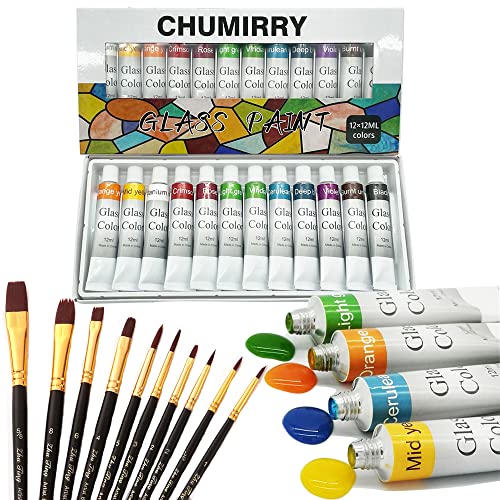 Chumirry Kids' Lacquer Stain Glass Paint Kit with 9 Brushes