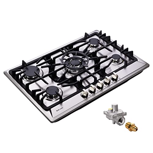 Stainless Steel 5 Burners Gas Stovetop Dual Fuel Gas Hob