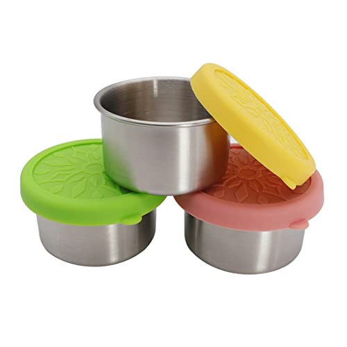 Stainless Steel Condiment Containers with Leakproof Silicone Lids
