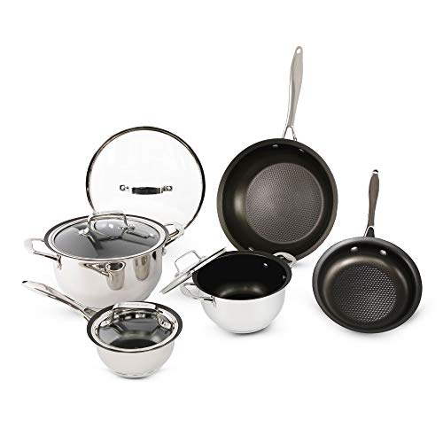 Stainless Steel Cookware Set with Scratch-Resistant Non-Stick Coating