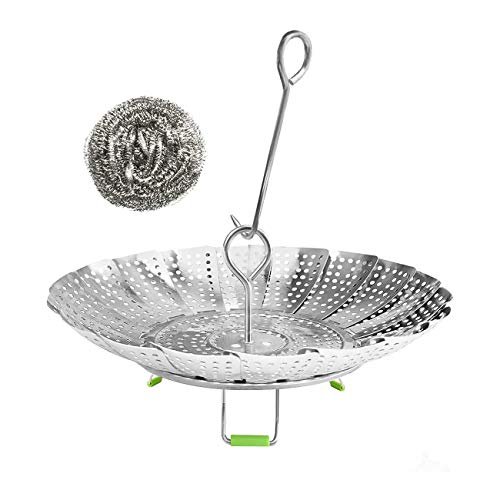 Stainless Steel Folding Steamer Basket Insert for Cooking Veggies/Fish Seafood/Boiled Eggs