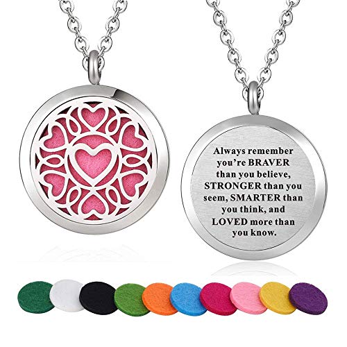 Stainless Steel Heart Aromatherapy Essential Oil Diffuser Necklace