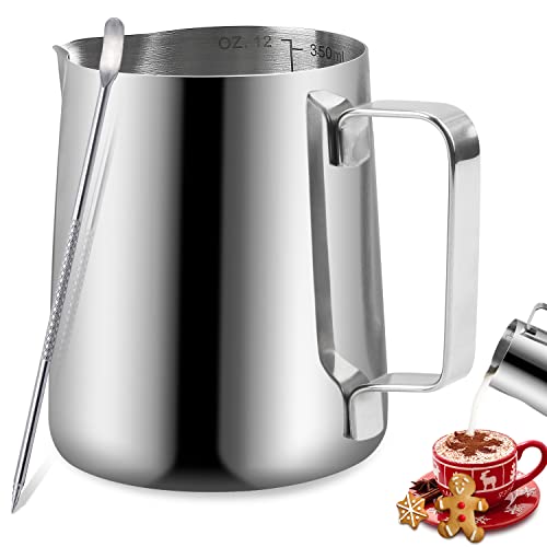 Stainless Steel Milk Frothing Pitcher with Latte Art Pen