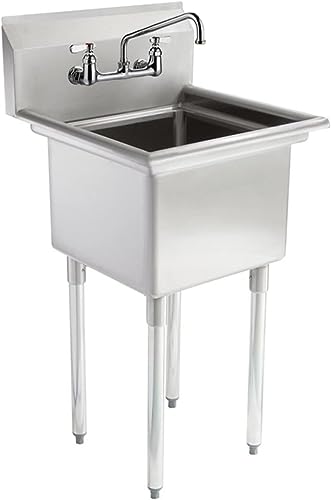 Stainless Steel One Compartment Laundry Utility Room Mop Sink with Faucet - NSF