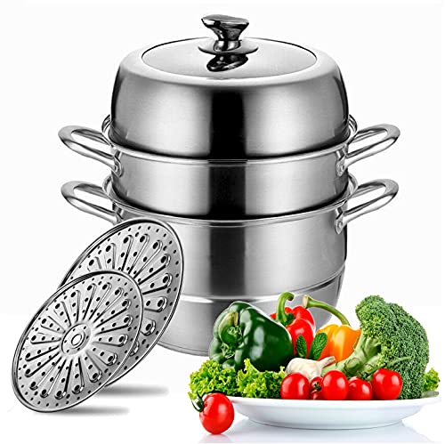 Stainless Steel Steamer Pot - 3 Tier Food Steamer for Cooking