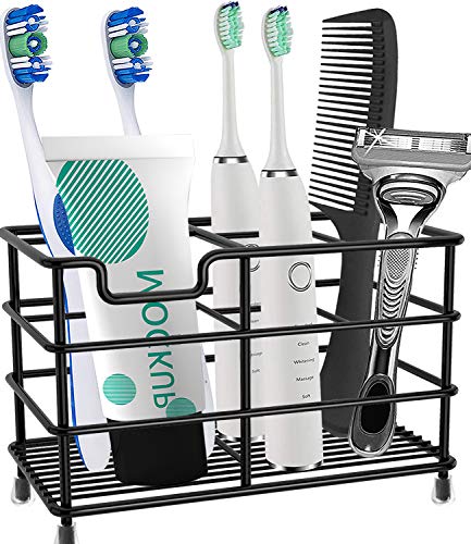 Stainless Steel Toothbrush Holder with Toothpaste Organizer