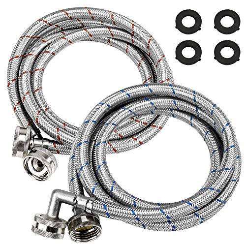 Stainless Steel Washer Hoses with 90 Degree Elbows