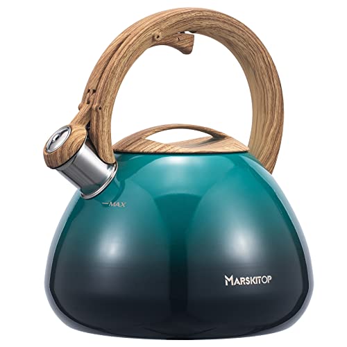 Tea Kettle - Stainless Steel Whistling Teapot - 2.5 Liters, Turquoise
