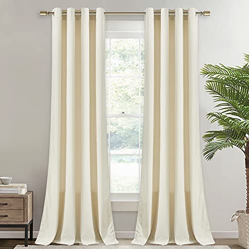 StangH Ivory White Velvet Curtains - Luxury Decor Soft Texture Kids Curtains