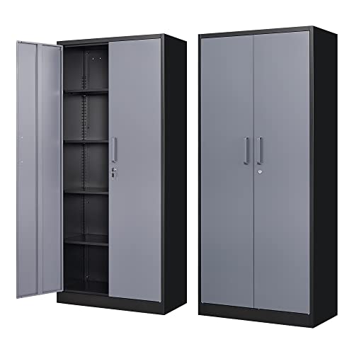 STANI Metal Lockable Storage Cabinet with 4 Adjustable Shelves