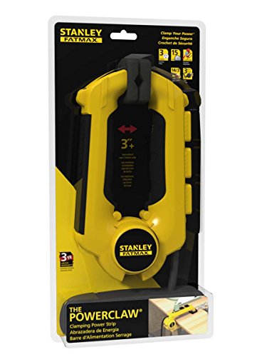 Stanley 32050 FatMax Power Claw with Grounded 3-Outlet Clamping Power Strip , Yellow