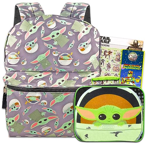 Star Wars Backpack and Lunch Box Set with Baby Yoda School Backpack