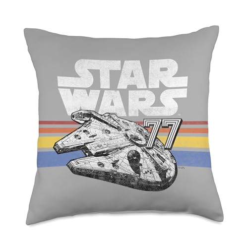 Star Wars Millennium Falcon Grey Retro Stripes 77 Throw Pillow