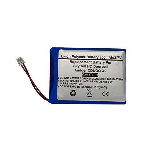 Starnovo 3.7V 900mAh Replacement Battery for SkyBell HD Doorbell and more