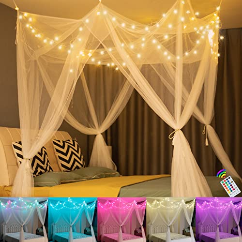 Starry Bed Canopy with Color Changing Lights