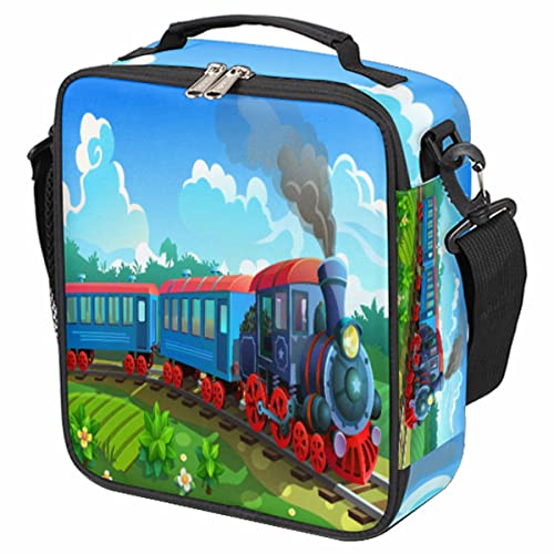 FengQuGou Kids' Colorful Locomotive Lunch Bag