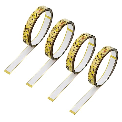 Steel Self-Adhesive Measuring Tape, Imperial and Metric Scale Ruler Sticker, 78-Inch Left to Right Reading Tape Measure Sticker for Workbench, Woodworking, Saw, Drafting Table, Yellow (4)