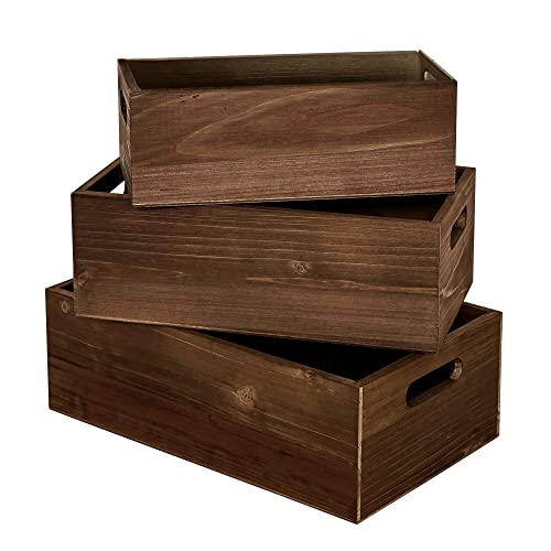 Steezu Nesting Wood Storage Boxes - Set of 3