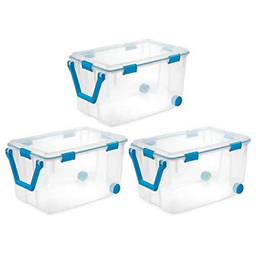 Sterilite 120 Quart Clear Plastic Wheeled Storage Container Box Bin