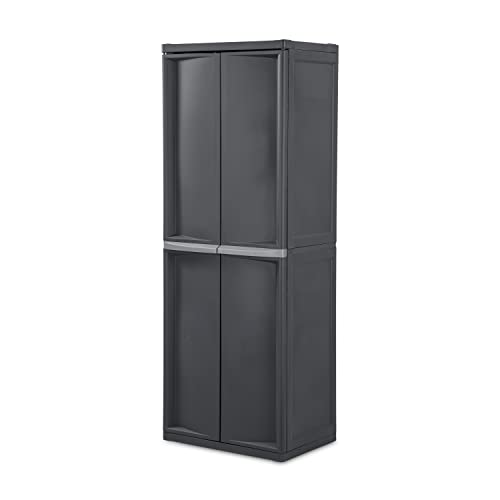 MAGINELS Plastic Storage Cabinets Pantry Cabinet with Doors and Shelves, 6  Cube Grey