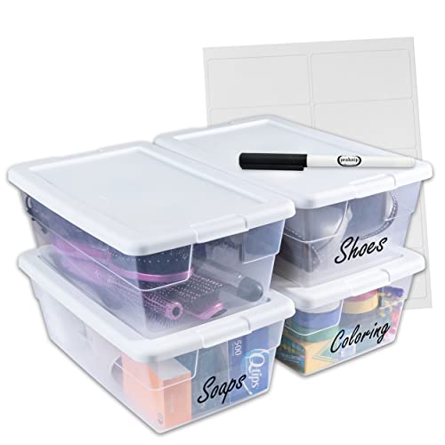 Citylife 8 Packs Small Storage Bins with Lids 3.2 QT Plastic Storage  Containers for Organizing Stackable Clear Storage Boxes