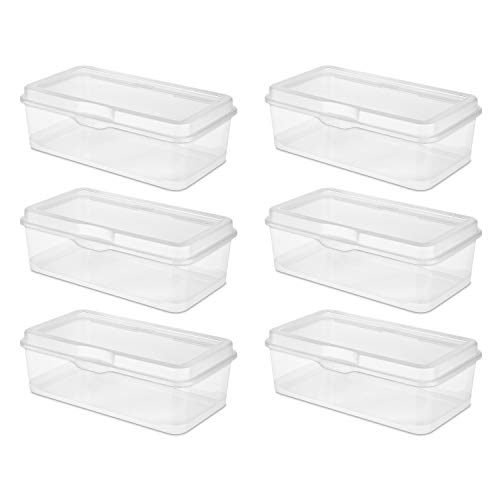 Sterilite Large Flip Top Storage Containers, Clear, 6-Pack