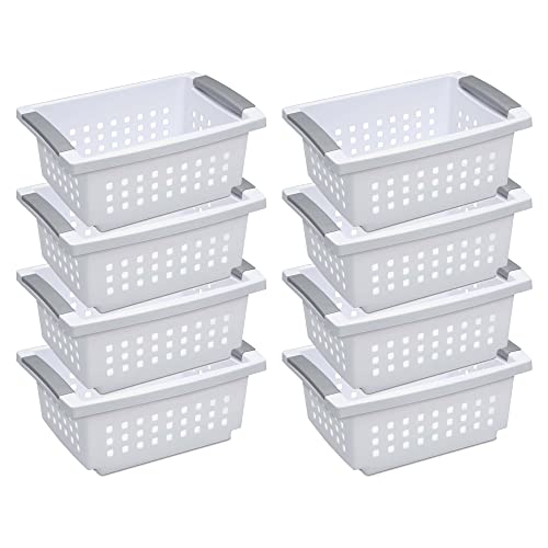 Sterilite Small Plastic Stacking Storage Basket Container Totes