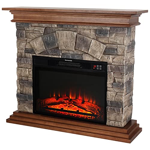 40 Inch Stone Mantel Electric Fireplace Package by thermomate